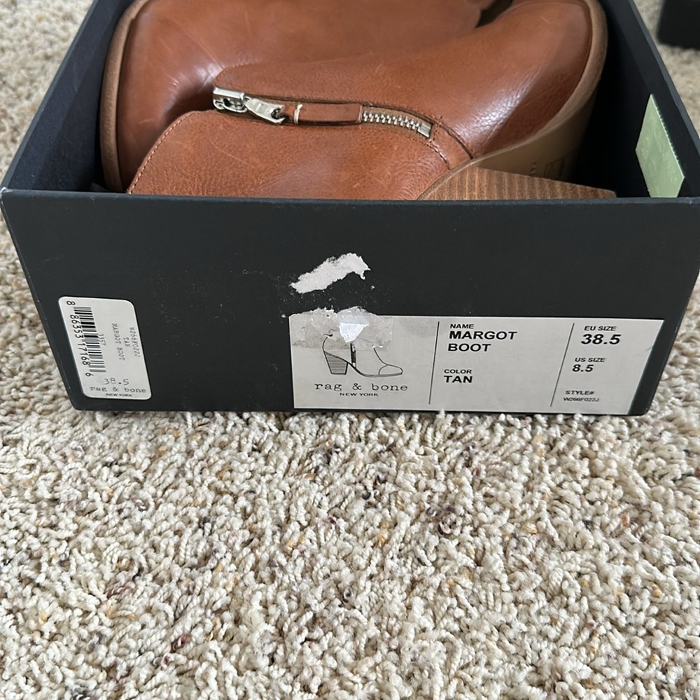 Rag & Bone Women’s Size 8.5 38.5 Margot Tan Leather Ankle Boot New in Box - Picture 3 of 5